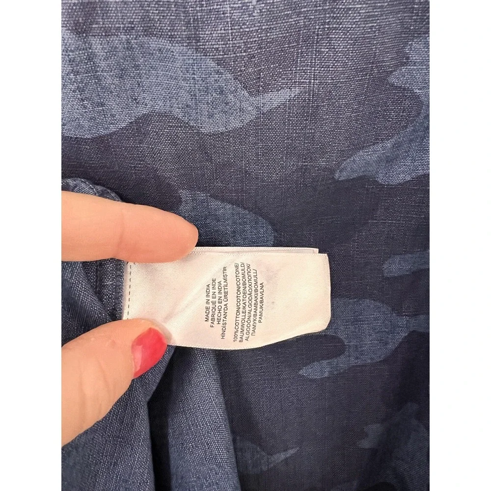 Polo Ralph Lauren Classic‎ Fit Indigo Cotton Chambray Camo Shirt Sz Medium